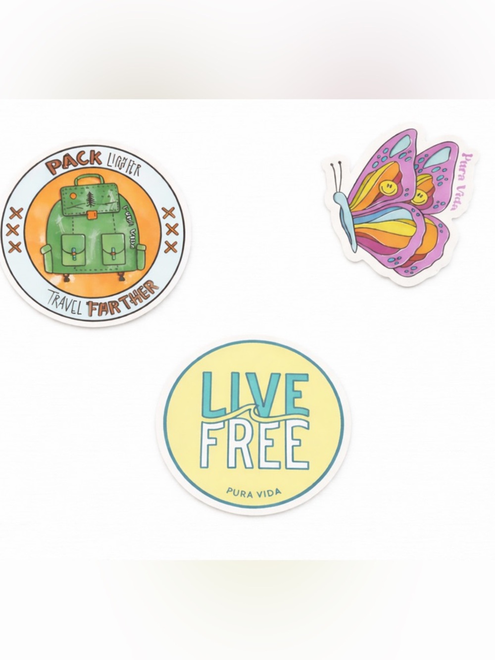Pura Vida Sticker Set ✨ Live Free Butterfly Travel Vibes 3pc